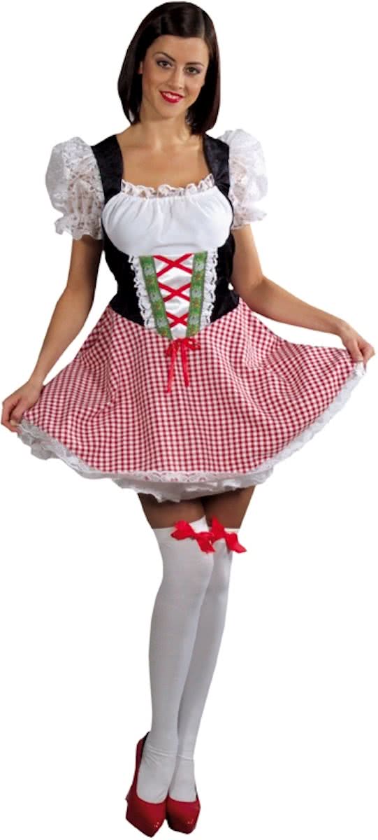 Sexy Heidi jurkje | Oktoberfest dirndl met kanten mouwen | Dames verkleedkleding maat 42/44 (L)